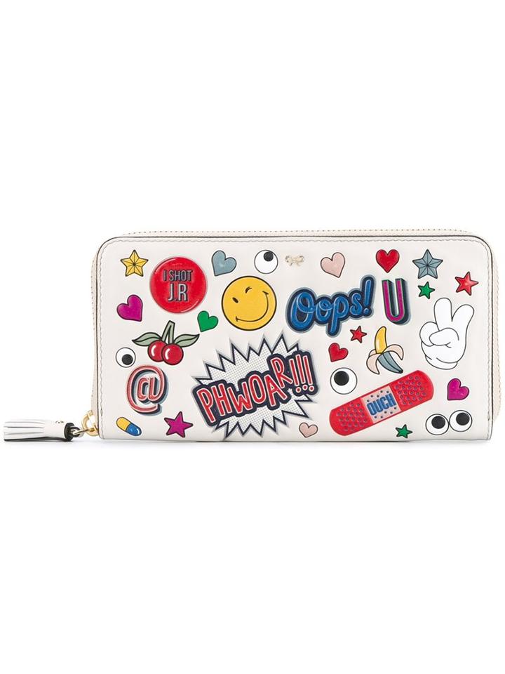 Anya Hindmarch Sticker Embellished Zip Wallet