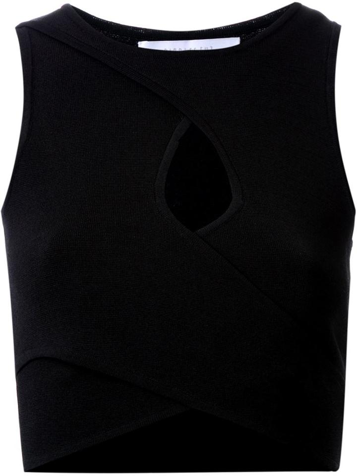 Dion Lee Vertigo Knit Crop Top, Women's, Size: 12, Black, Nylon/viscose