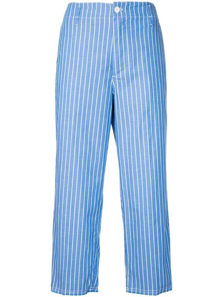 Golden Goose Stripe Cropped Wide Leg Trousers - Blue
