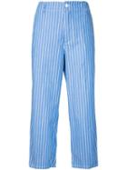 Golden Goose Stripe Cropped Wide Leg Trousers - Blue