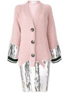 Aviù Long Sequin Trim Cardigan - Pink & Purple