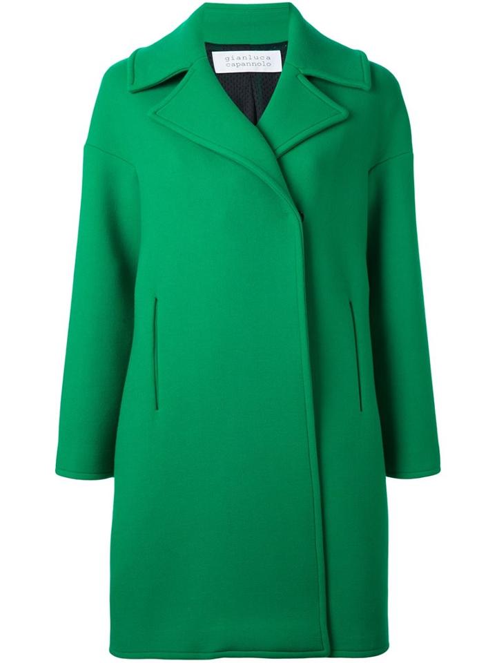 Gianluca Capannolo Crossed Mid Coat, Women's, Size: 40, Green, Polyamide/spandex/elastane/virgin Wool