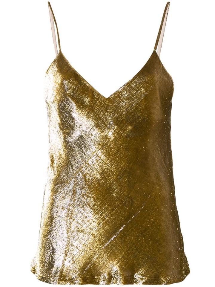 Mes Demoiselles Metallic Velvet Cami Top - Gold