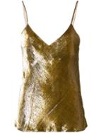 Mes Demoiselles Metallic Velvet Cami Top - Gold