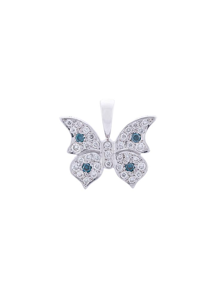 Eyefunny Crystal Embellished Butterfly Pendant - Grey