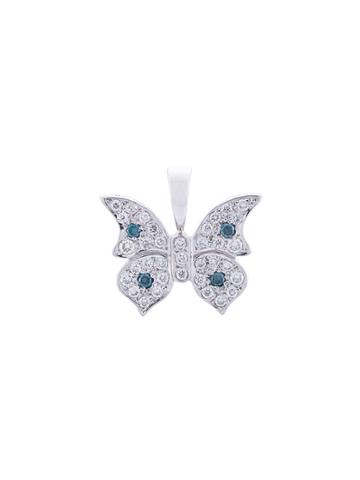 Eyefunny Crystal Embellished Butterfly Pendant - Grey