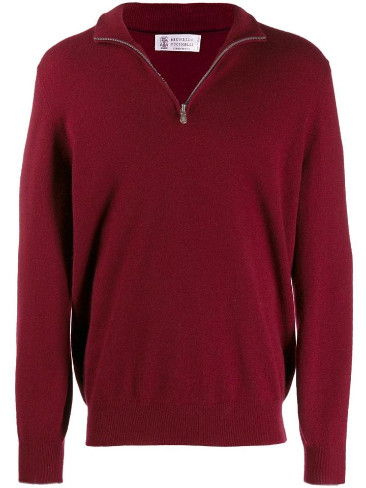 Brunello Cucinelli Zip Front Jumper - Red