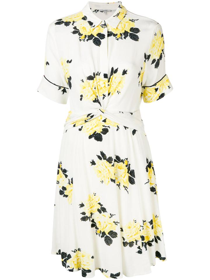 Ganni Floral Flared Mini Dress - White