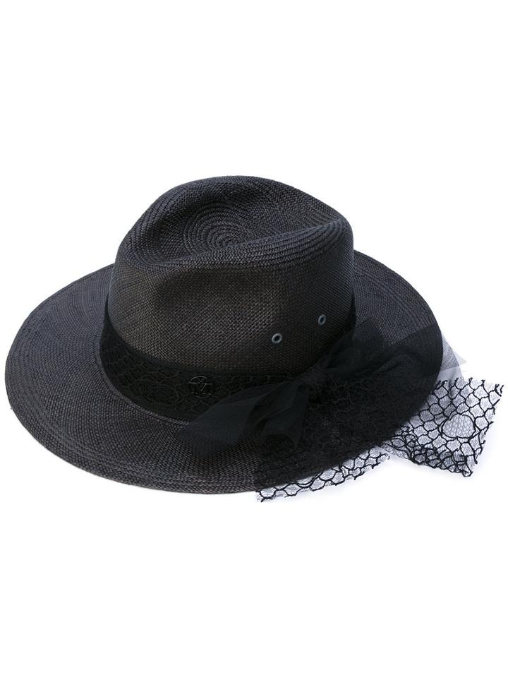 Maison Michel - Bow Detail Hat - Women - Straw - M, Black, Straw