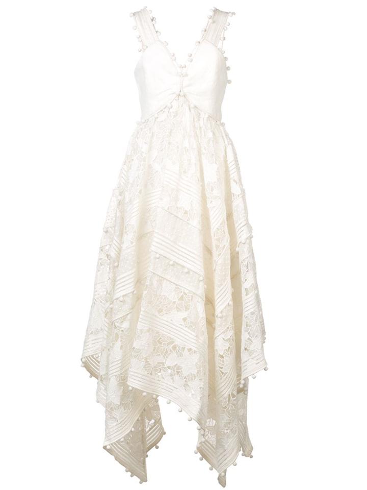 Zimmermann Asymmetric Hem V-neck Dress - White