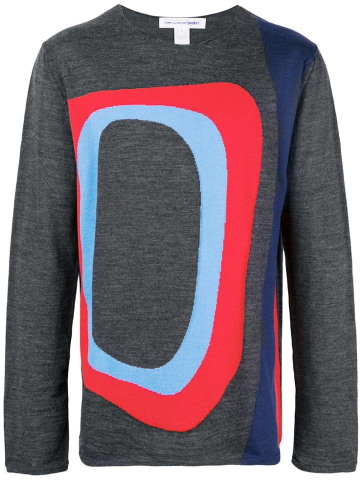 Comme Des Garçons Shirt Mod Design Intarsia Crew Neck Sweater - Grey