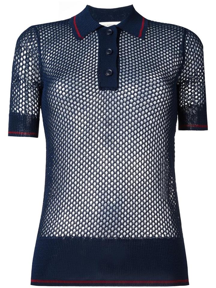 Isabel Marant Étoile Mesh Polo Shirt, Women's, Size: 38, Blue, Polyester/viscose
