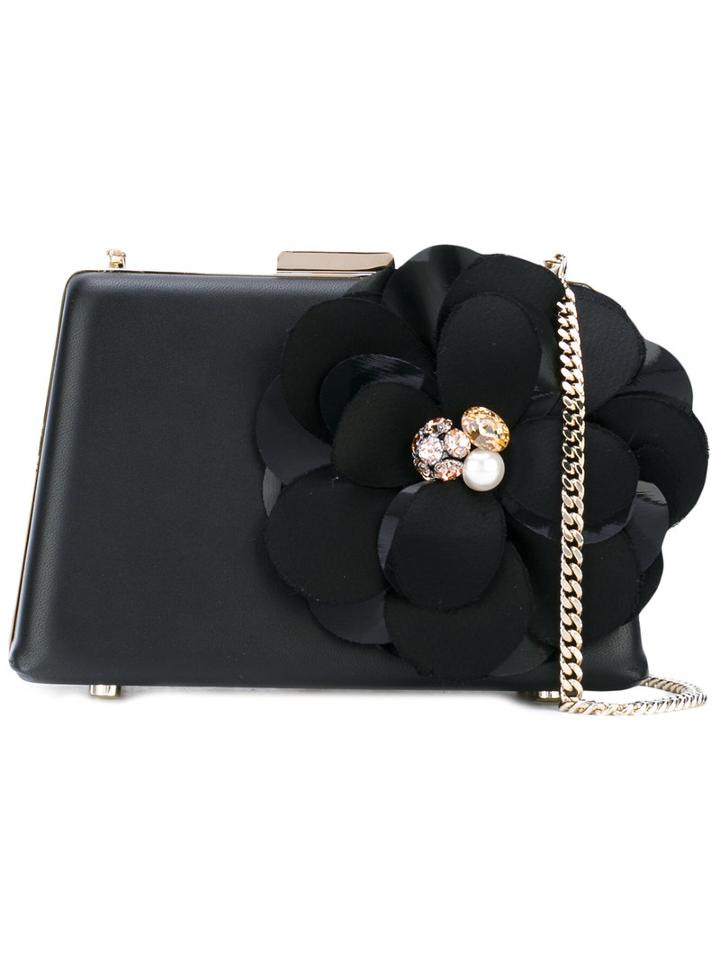 Lanvin - Le Petit Sac Flower Applique Box Clutch - Women - Goat Skin/lamb Skin - One Size, Black, Goat Skin/lamb Skin
