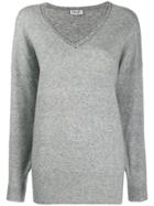 Liu Jo Embellished V-neck Sweater - Grey