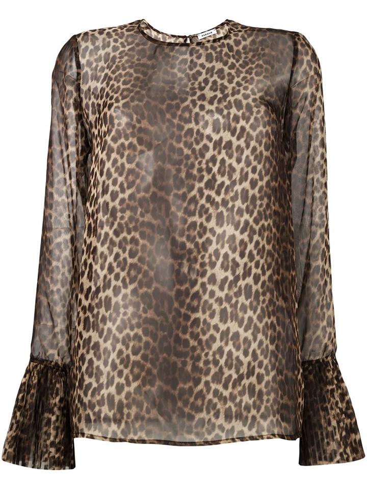 P.a.r.o.s.h. Leopard Print Sheer Blouse, Women's, Size: Large, Black, Polyester