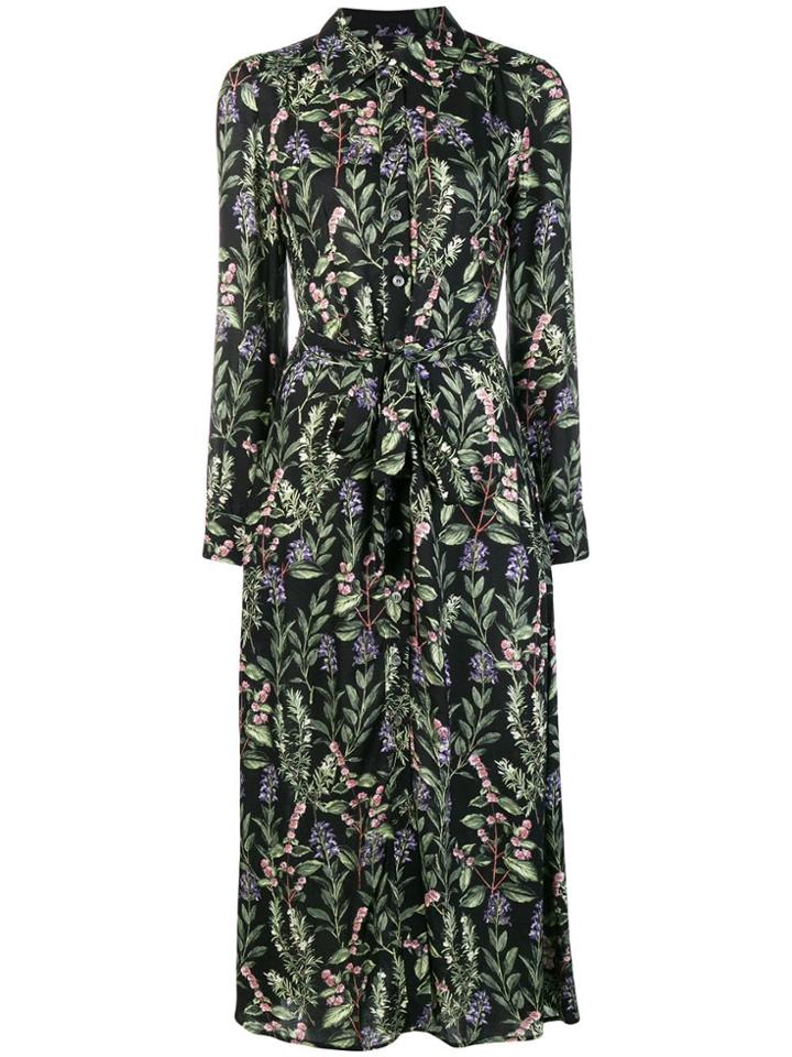 Goat Botanical Print Shirt Dress - Black