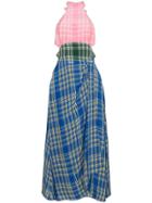 Rosie Assoulin Plaid Halter Neck Dress - Multicolour