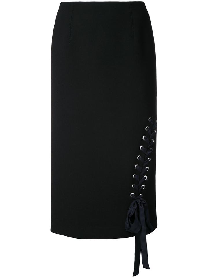 Le Ciel Bleu Lace-up Pencil Skirt, Women's, Size: 36, Black, Acetate/polyester