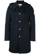 Moncler Gamme Bleu Hooded Coat, Men's, Size: Iv, Blue, Feather Down/polyamide/virgin Wool