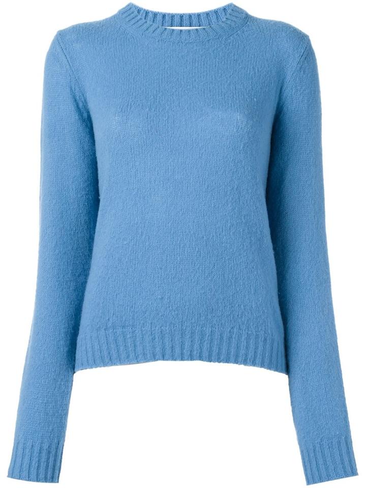 Msgm Crew Neck Jumper, Women's, Size: Large, Blue, Virgin Wool/polyimide