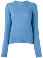 Msgm Crew Neck Jumper, Women's, Size: Large, Blue, Virgin Wool/polyimide