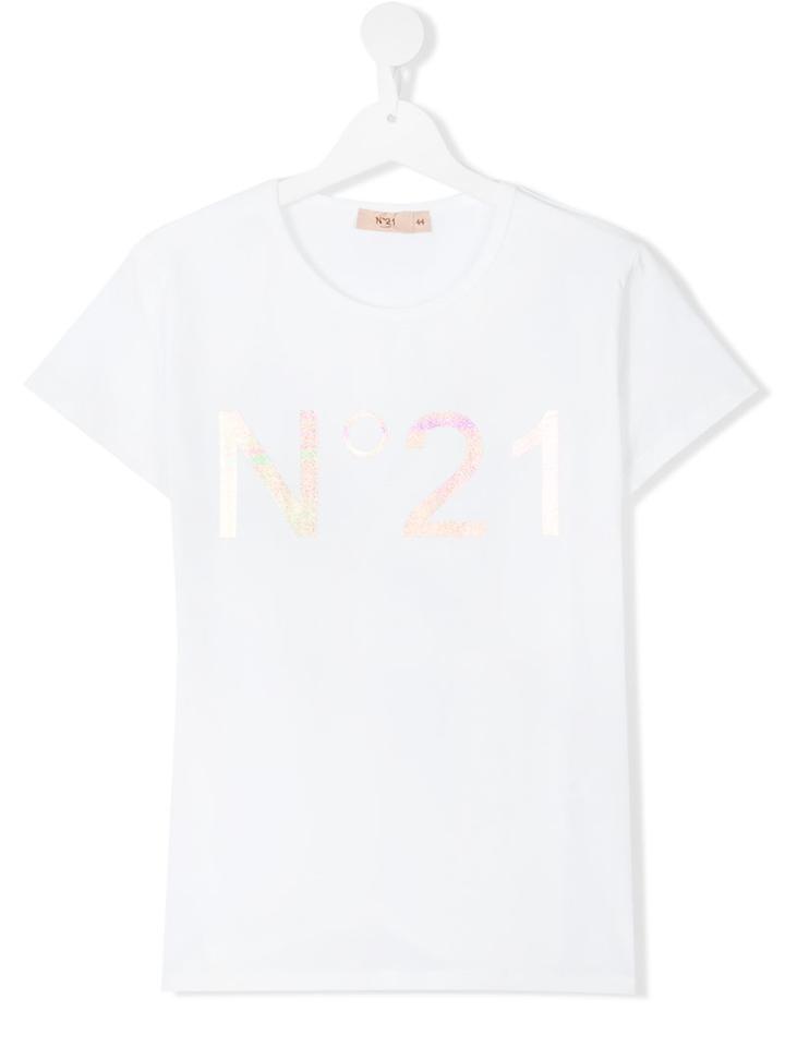 No21 Kids - Logo Print T-shirt - Kids - Cotton/spandex/elastane - 14 Yrs, White