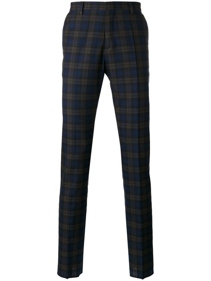 Paul Smith Checked Tapered Trousers, Men's, Size: 34, Silk/wool