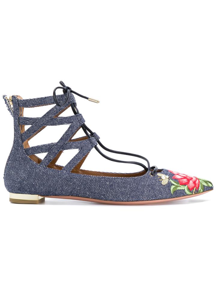 Aquazzura Belgravia Ballerina Shoes - Blue
