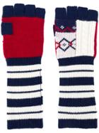 Burberry Cable Knit Fingerless Gloves - Blue