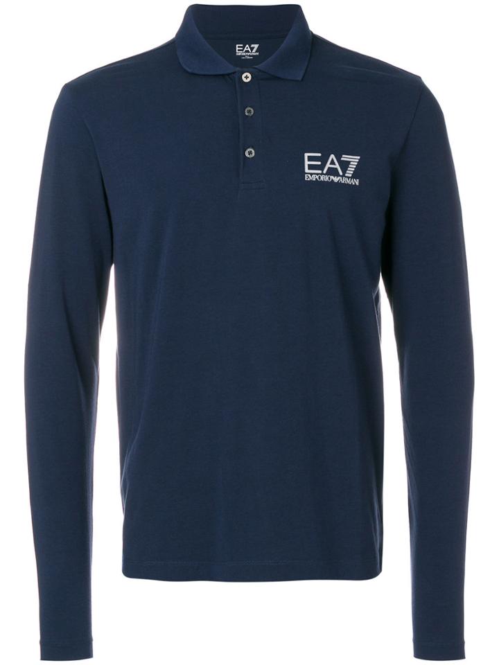 Ea7 Emporio Armani Long Sleeve Polo Shirt - Blue