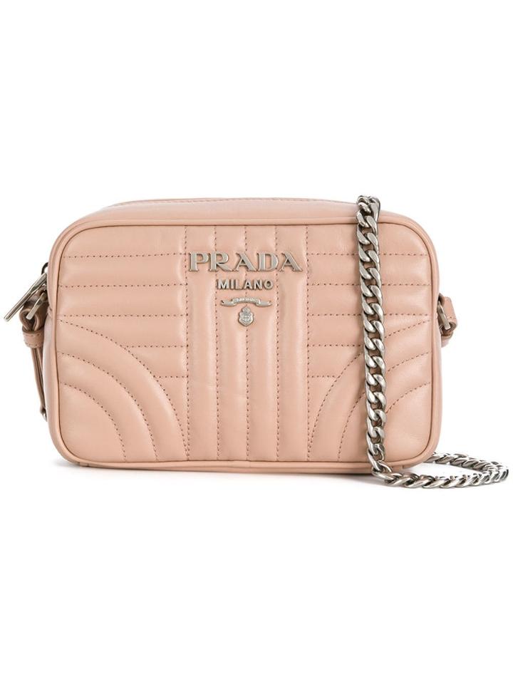 Prada Diagramme Leather Crossbody Bag - Pink & Purple