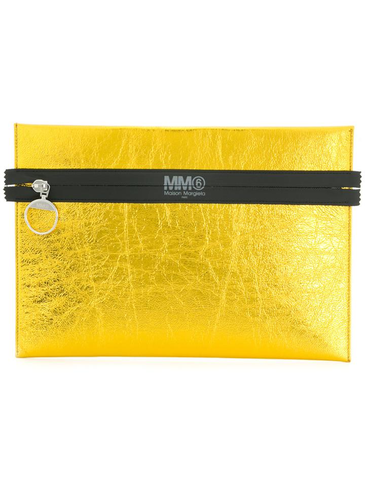 Mm6 Maison Margiela Contrast Trim Clutch - Metallic