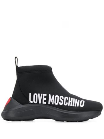 Love Moschino Hi-top Logo Sneakers - Black