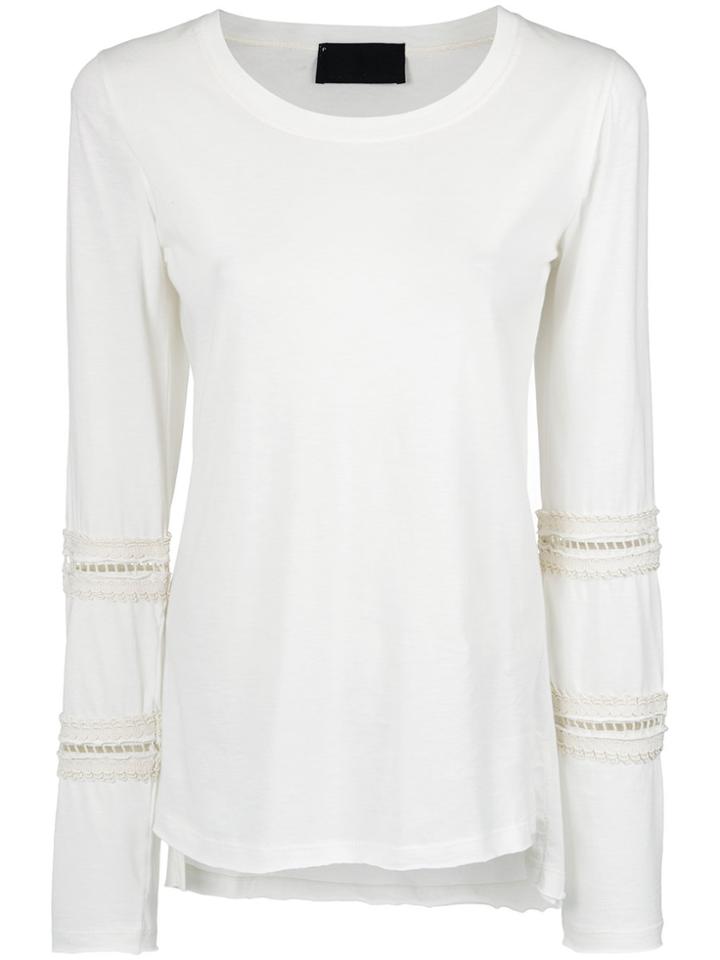 Andrea Bogosian Lace Inserts Longsleeved Blouse - White