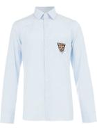 Gucci Leopard Crest Striped Shirt - Blue
