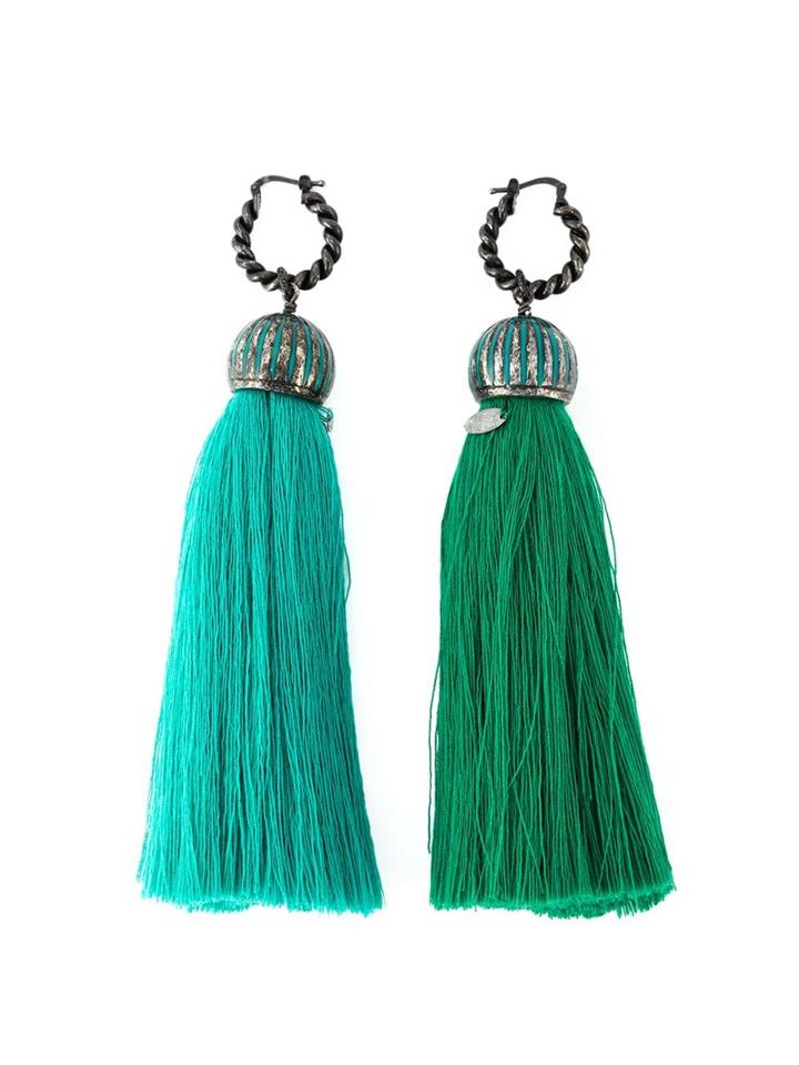 Lanvin Tassel Earrings, Women's, Blue, Polyester/brass/cotton