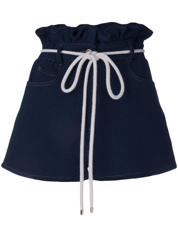 Valentino Paper Bag Waist Denim Shorts - Blue