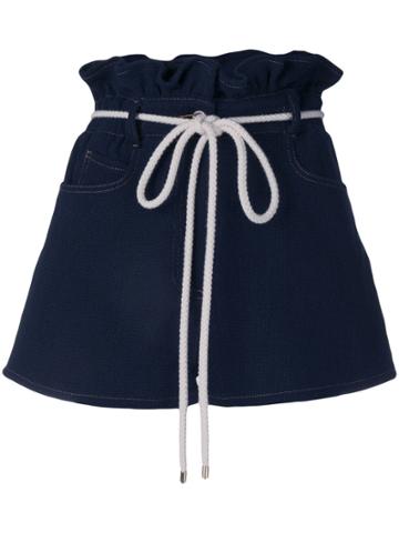 Valentino Paper Bag Waist Denim Shorts - Blue