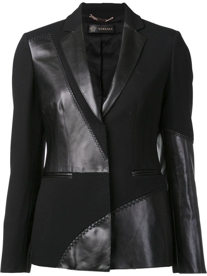 Versace Mixed Material Blazer - Black