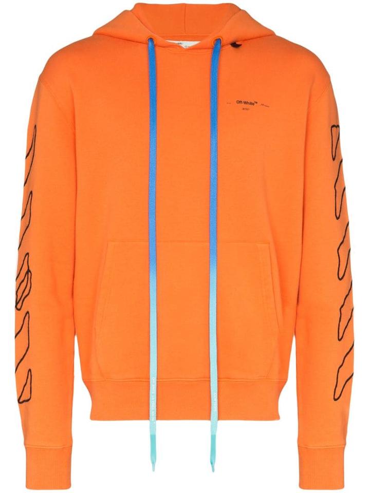 Off-white Embroidered Arrow Logo Hoodie - Orange