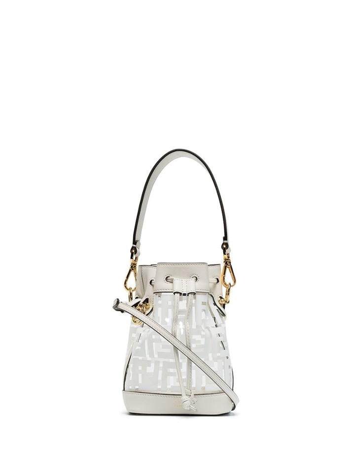 Fendi Tresor Mini Semi-sheer Bucket Bag - White