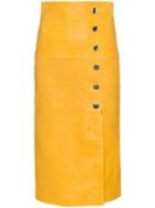 Skiim High Waisted Leather Pencil Skirt - Yellow & Orange