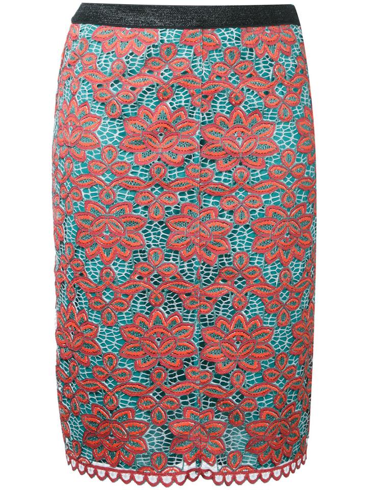 Sonia By Sonia Rykiel Overlay Floral Skirt, Women's, Size: 40, Red, Cotton/polyimide