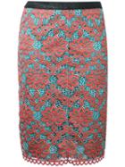 Sonia By Sonia Rykiel Overlay Floral Skirt, Women's, Size: 40, Red, Cotton/polyimide