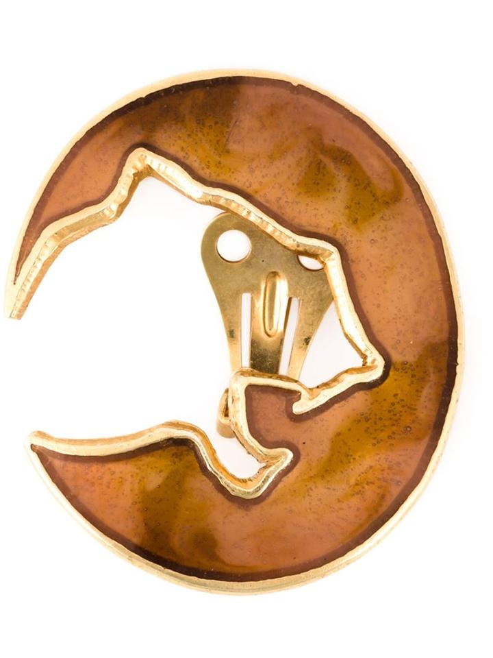 Krizia Vintage Cut Out Detail Earrings, Women's, Metallic