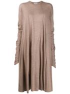 Jil Sander Oversized Asymmetric Pleated Dress - Brown