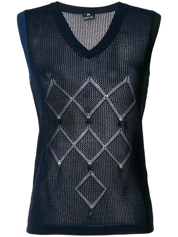 Ps By Paul Smith V-neck Knit Jumper - Blue