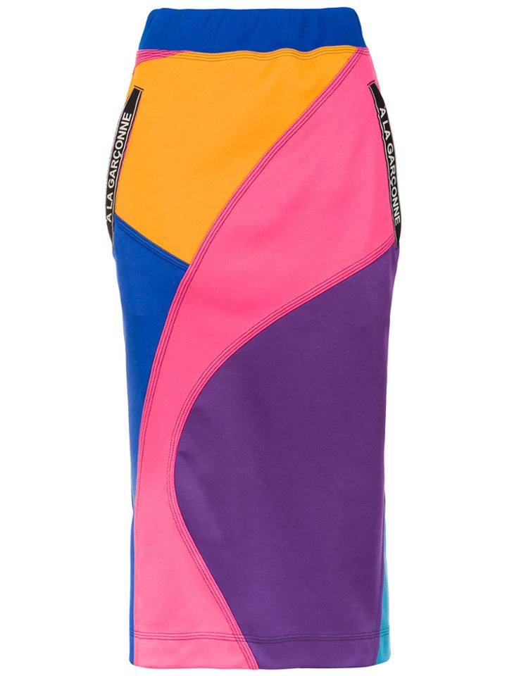 À La Garçonne Panelled Midi Skirt - Pink & Purple
