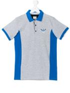 Armani Junior Logo Print Polo Shirt - Grey