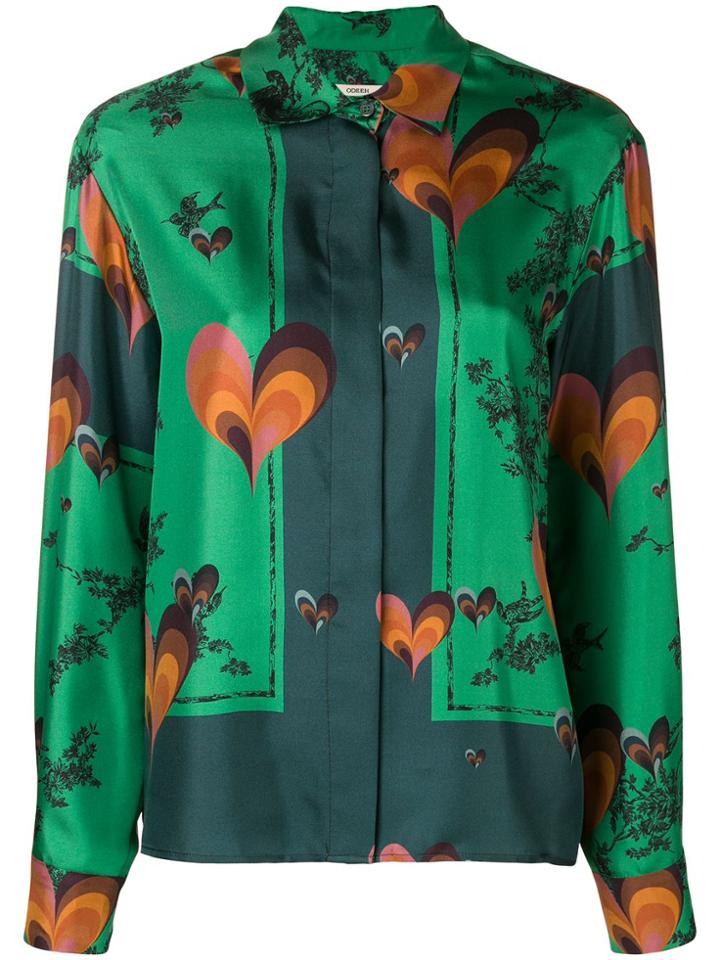Odeeh Print Buttoned Shirt - Green